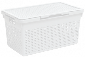 корзина "лофт"узкая с крышк.21л.450*260*240мм (белый)