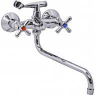 смеситель для ванны 4543-08-482-к двухвентильный длинный излив с лейкой и шлангом цвет хром