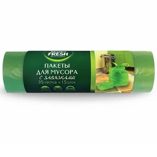 мешки для мусора master fresh с завязками, 14 мкм, 35 л, 15 шт, зеленые