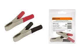 зажим "крокодил" зк 50а 98мм в изоляции красный/черный (1шт+1шт)