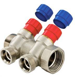 коллектор valtec с рег.вентилями, 2 вых. 1*3/4(красн.) евроконус vtc.560.ner.