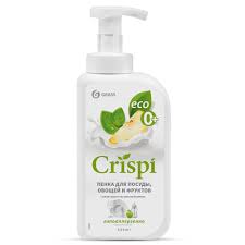 средство для мытья посуды "crispi" пенка с соком груши и экстрактом базилика (флакон 550 мл)