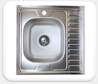 мойка стальная нерж. 0,6*0,6м, накл. левая 0,4мм