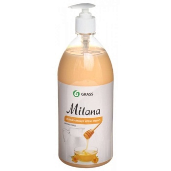 жидкое крем-мыло"milana"(молоко и мед)1л с дозатором (1/12)"grass