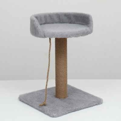 домик для кошек с когтеточкой, 33?40?103 см, квадратный, ковролин, серый