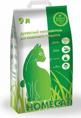 homecat древесный наполнитель мелкие гранулы 3 кг 9 л (фасовка 4 шт)