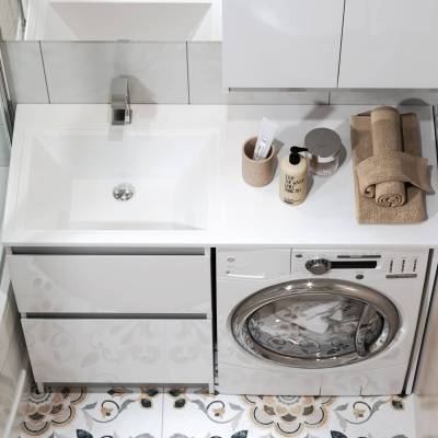 тумба под стиральную машину soft silver 120см цвет серый