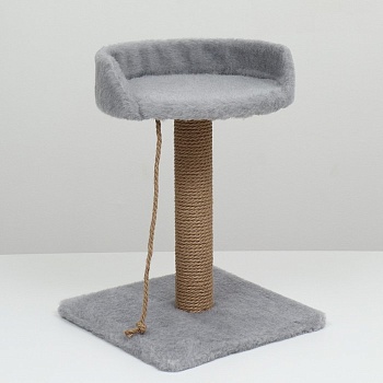 домик для кошек с когтеточкой, 33?40?103 см, квадратный, ковролин, серый