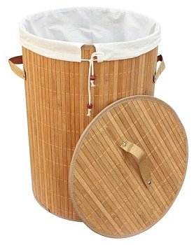 корзина для белья круглая 34,5*50см, бамбук светлый, арт.312117, рыжий кот
