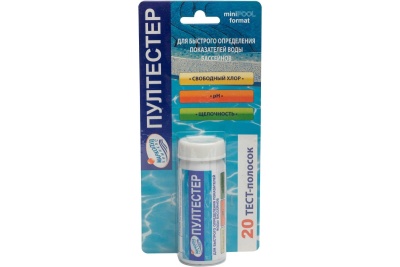 набор тестполосок для определения показателей воды (ph, хлор, щелочность), уп.10 м255, маркопул кемиклс, пултестер, 20шт блистер,