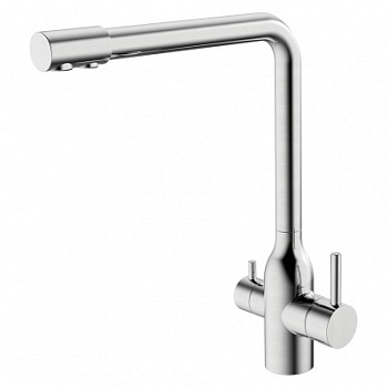 смеситель д/кухни melana-f610304 stello нерж.сталь, с переключателем на фильтр, однорычажный, сатин