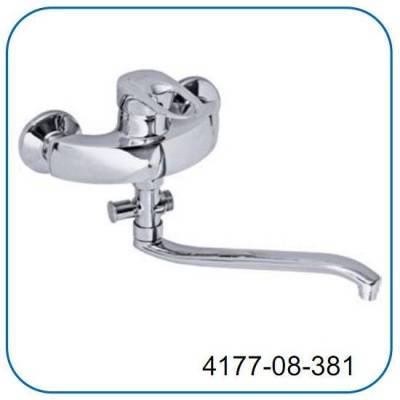 смеситель для ванны 4177-08-381 однорычажный длинный излив с лейкой и шлангом цвет хром