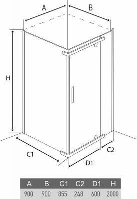 душевое ограждение alex baitler 900*900*2000 ab214-90