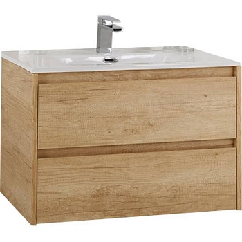база под раковину kraft rovere nebrasca nature, подвесная с фрез. ручками с 2-мя ящ., 800x450x500