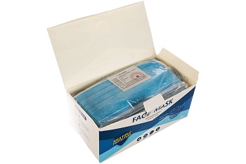 маска защитная 3-х слойная. одноразовая (50шт/упак) распродажа
