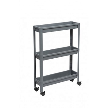 782318 этажерка vikea узкая 3-х ярусная на колесах (серый).