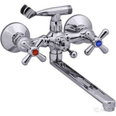 смеситель для ванны 4544-06-010-k двухвентильный длинный излив с лейкой и шлангом цвет хром