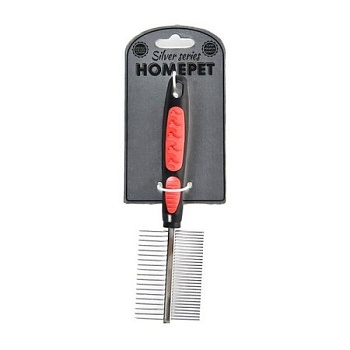 homepet silver series 20 см х 5 см 49 зубьев расческа металлическая двухсторонняя