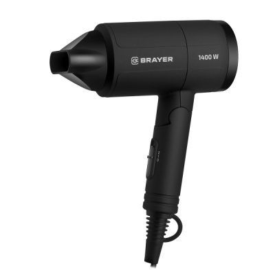 3040br фен brayer, 1400 вт, 2 скорости, узкий концентратор складная ручка, съемный фильтр, 1,8 м