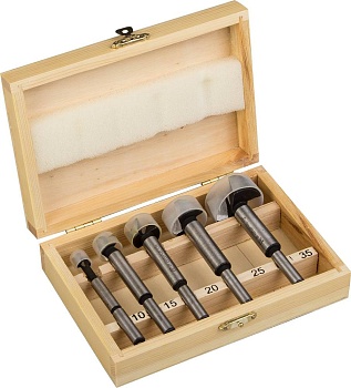 набор фрез фоснера stayer по дереву в пластиковом боксе, 5 шт, 10-35 * 90мм