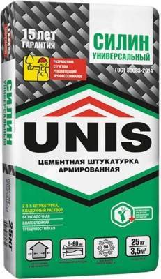 штукатурка цементная unis силин универсальный армированный 25кг (48шт/под)