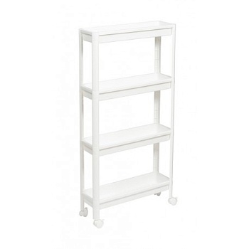 782406 этажерка vikea узкая 4-х ярусная на колесах (белая).