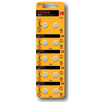 элемент питания kodak ag13 (357) lr1154, lr44 [kag13-10] max button cell