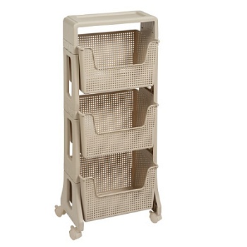 770320 этажерка лофт напольная 3-х ярусная на колесах (латте).