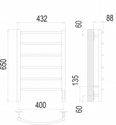 полотенцесушитель классик п6 400х650 электро терминус
