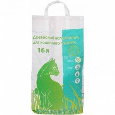 homecat древесный наполнитель мелкие гранулы 16л /100/(фасовка 3шт)