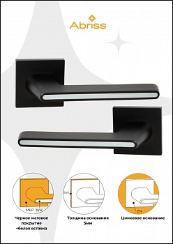 дверные ручки abriss r21.190 mbp/wh цвет матовый черный/белая вставка