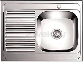 мойка mln-6080 r накладная 0,8/180 (*10) 007 r с сифоном и отводом