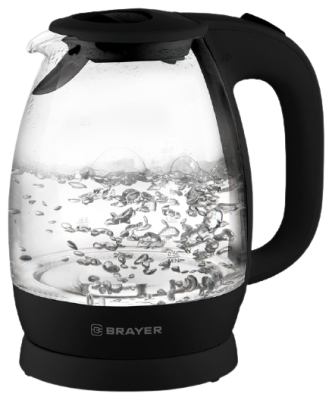 1026br электрический чайник brayer, 2200 вт, 1,8 л, высокопроч.стекл, подсвет, автоот, моющ.фильтр