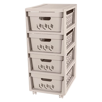 комод детский на колесах (4 ящика) deluxe 300х385х690 мм (светло-бежевый)