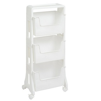 770306 этажерка лофт напольная 3-х ярусная на колесах (белый).