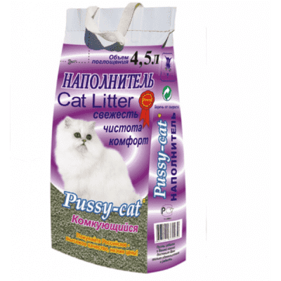 pussy-cat наполнитель розовый комкующийся 4,5 л (1х3)