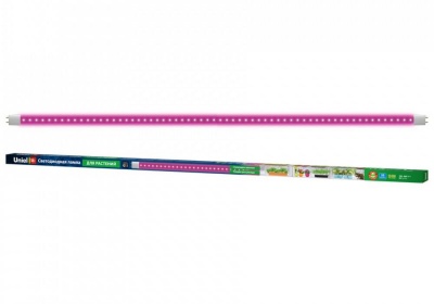 лампа светодиодная для растений.led-t8-18w/spsb/g13/cl plp30wh форма "t8", прозрачная. спектр для рассады и цветения. тм uniel., шк 4690485128625