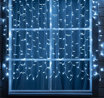 гирлянда "занавес" 2 х 1.5 м , ip65, умс, белая нить каучук, 360 led, свечение белое, 220 в распродажа