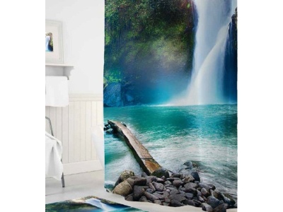 шторы для ванн полиэстер tropikhome digital printed waterfall 180х200