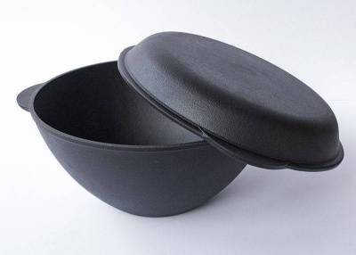 кастрюля-казан чугунная 6 л. с чугунной крышкой-сковородкой