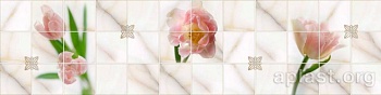 кухонный фартук с фотопечатью 2440*610*3мм 1,49м2/шт цв кафель тюльпан распродажа