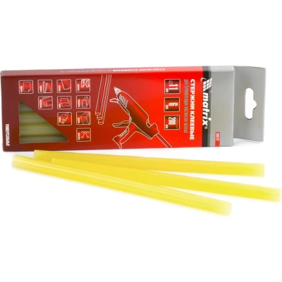 стержни клеевые, 11 x 200 мм, желтые, 6 шт.// matrix
