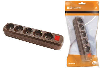 колодка розеточная 5 гнезд 2п+3 с выключателем16а 250в "эко" (бук) tdm sq1806-0069