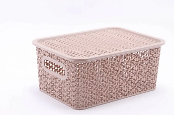 5311 корзина вязь 3л.235*173*105 с крышкой розовый нюд.