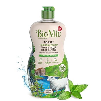 средство для мытья посуды "bio-care" (мята, хлопок, серебро) концентрат 450 мл (1/10) biomio