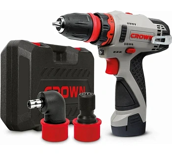 дрель-шуруповерт аккумуляторная crown ct21072hqx-2 bmc, 12в, li-ion 2x2ач