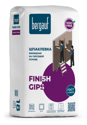 шпаклёвка гипсовая финишная bergauf finish gips 18кг (56шт/под)