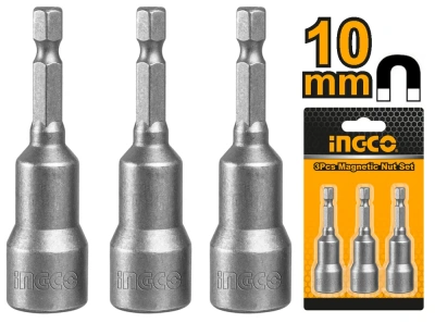 набор торцевых головок магнитных ingco amn1031 1/4 дюйма 10мм, 3 шт