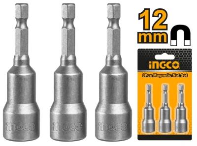 набор торцевых головок магнитных ingco amn1231 1/4 дюйма 12мм, 3 шт