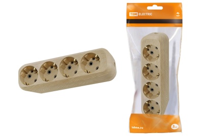 колодка розеточная 4 гнезда 2п+3 16а 250в "эко" (сосна) tdm sq1806-0051